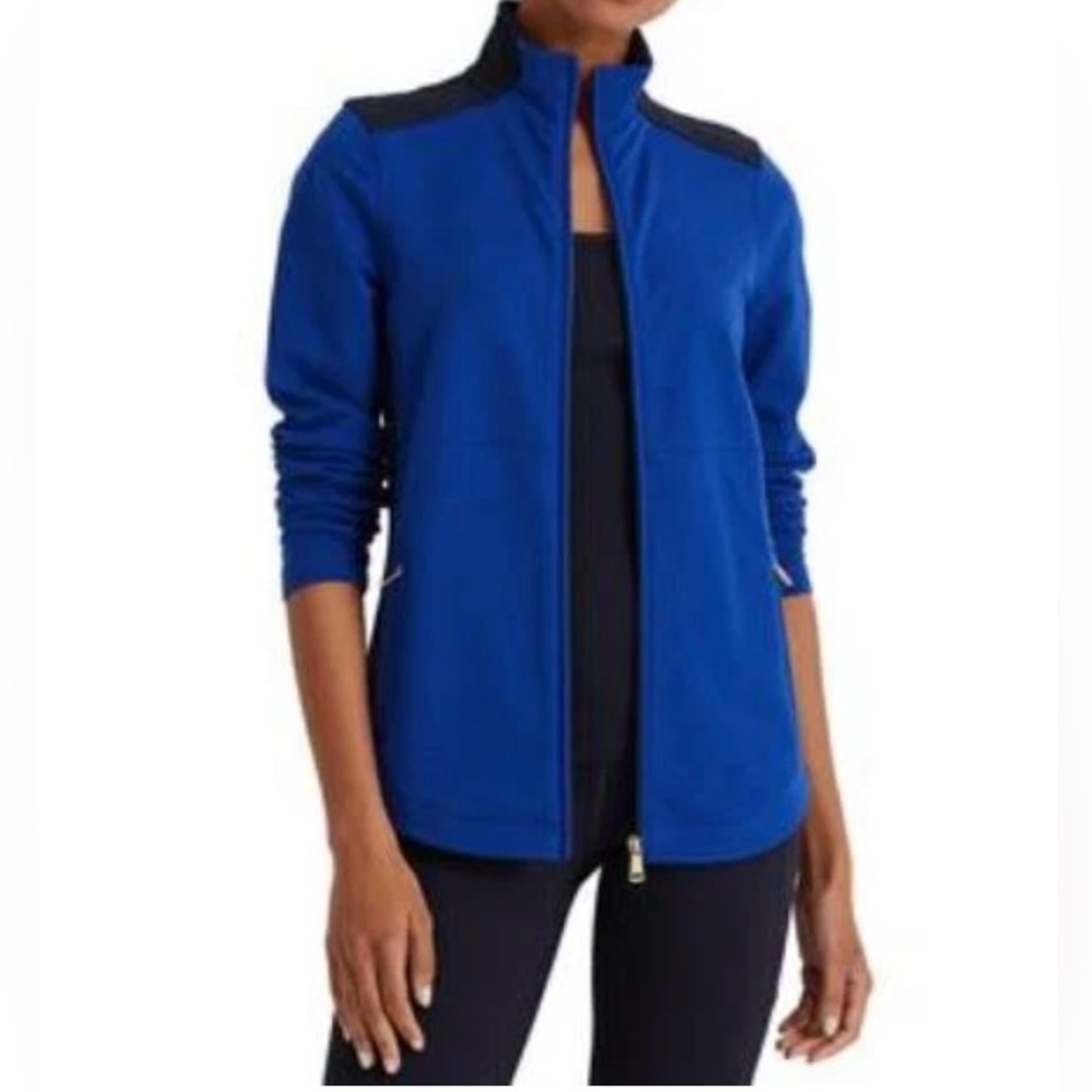 Ralph Lauren Cotton-Blend Track Jacket Size L Royal Cobalt Black Label